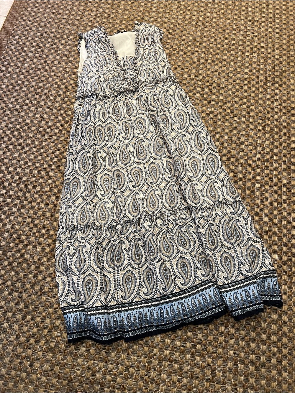 Paisley Maxi Dress in Navy and White large Tommy Hilfiger new without tags